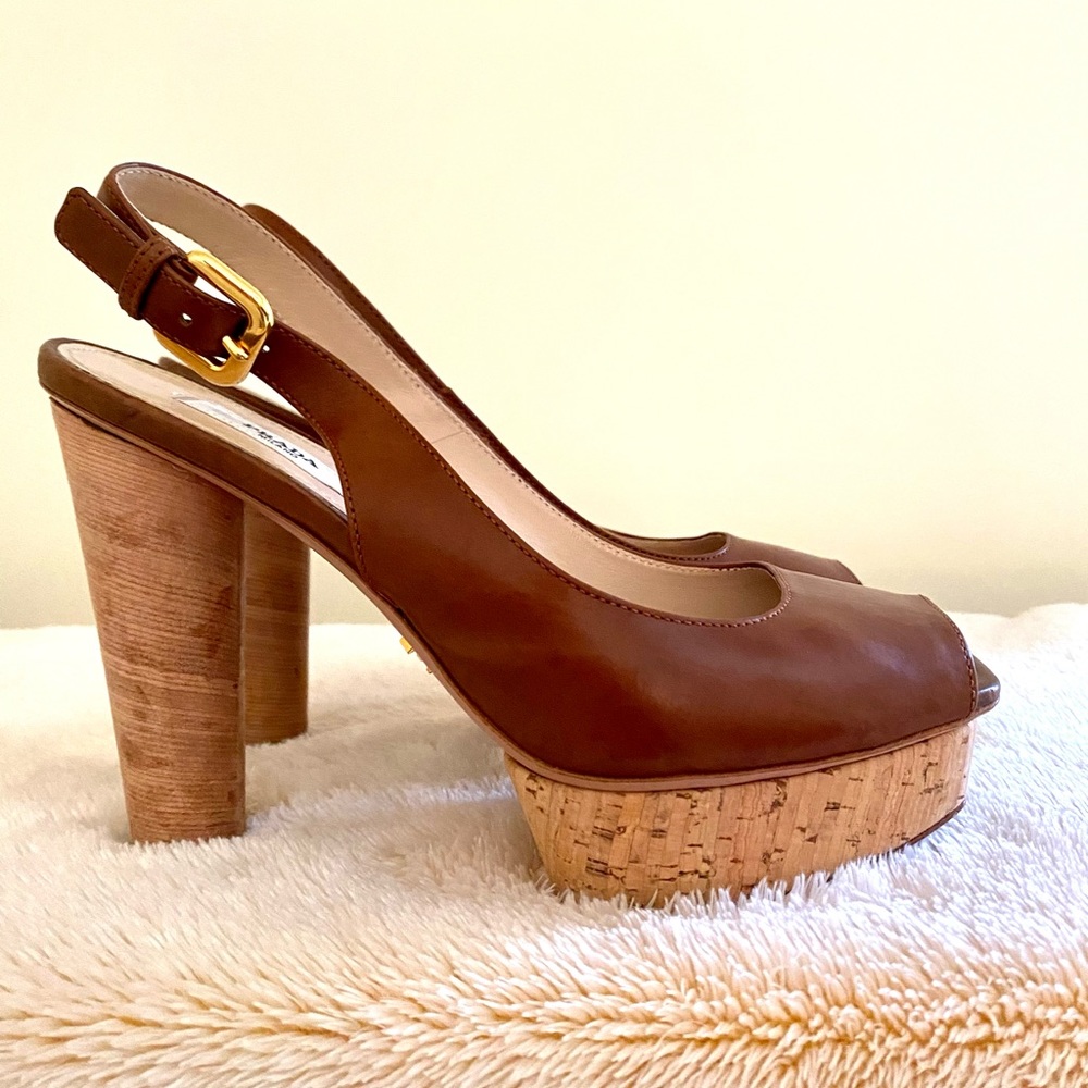 Authentic PRADA SLING BACK RUST COLOR